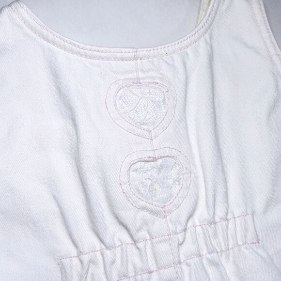 Vintage Jordache Girls Lace Bubble Denim Overalls Longall Romper Outfit 4 - Picture 8 of 16